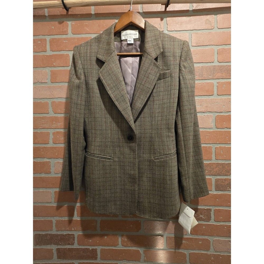 Evan Picone Women's Blazer Pure Wool Size 6 New with Tag Brown Sku 17